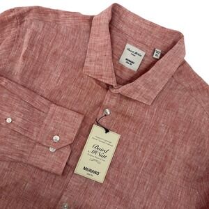 NWT Baird McNatt Men's XL Murano Slim Fit Linen Button Down Shirt Long Sleeve